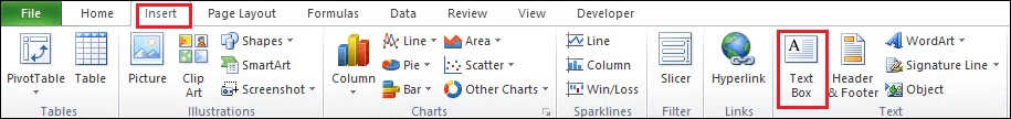 How to add a text box in Excel