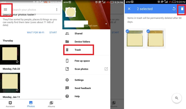 Comment vider la corbeille sur Android