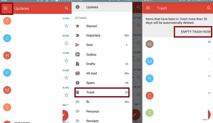 Comment vider la corbeille sur Android