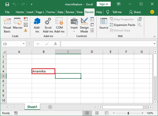 How to record a macro in Excel