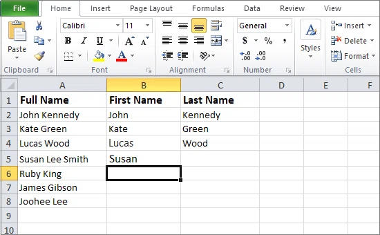 Comment séparer du texte dans Excel