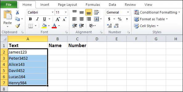 Comment séparer du texte dans Excel