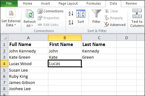 Comment séparer du texte dans Excel