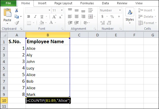 How to use COUNTIF function in Excel