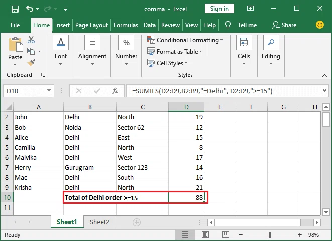 Comment utiliser la formule sumifs dans Excel