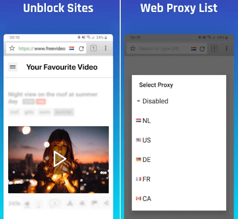 Applications de navigateur proxy pour Android
