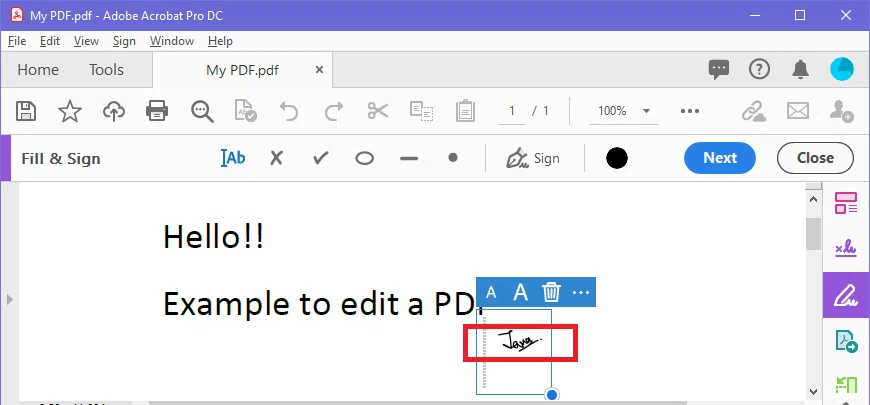 Ajouter la signature au PDF