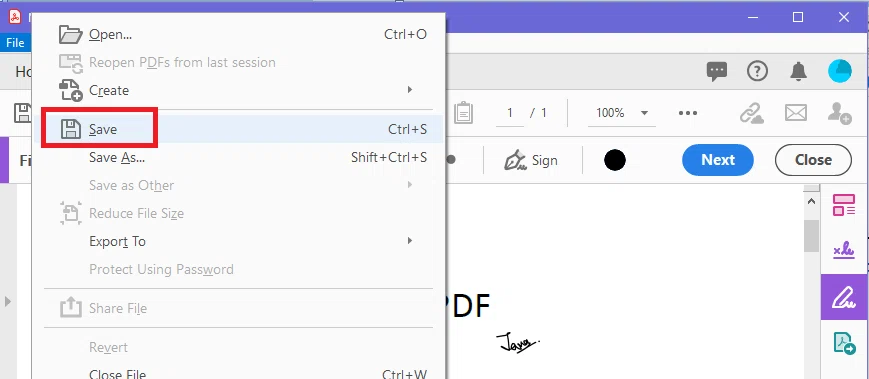 Ajouter la signature au PDF