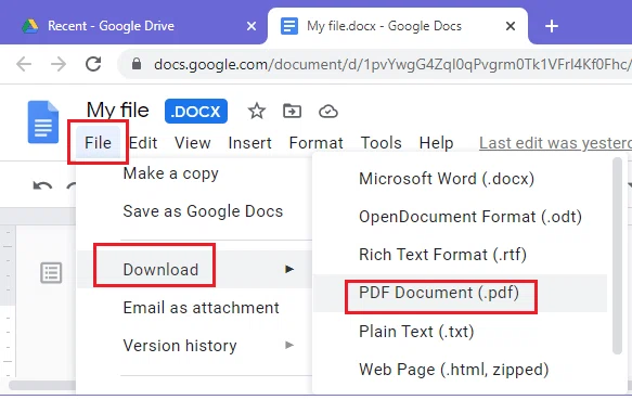 Convertir Word en PDF