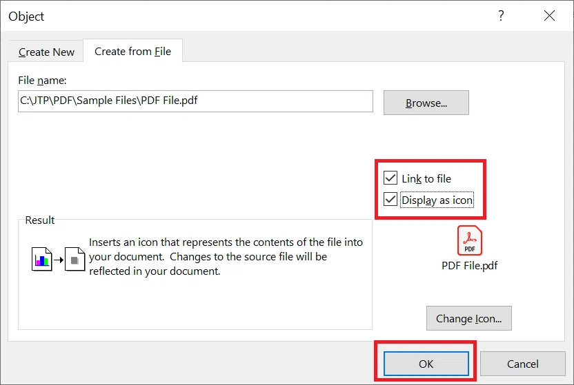 Insertar PDF en archivo de Word