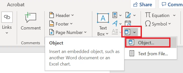 Insertar PDF en archivo de Word
