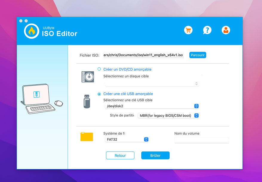 graver iso sur usb