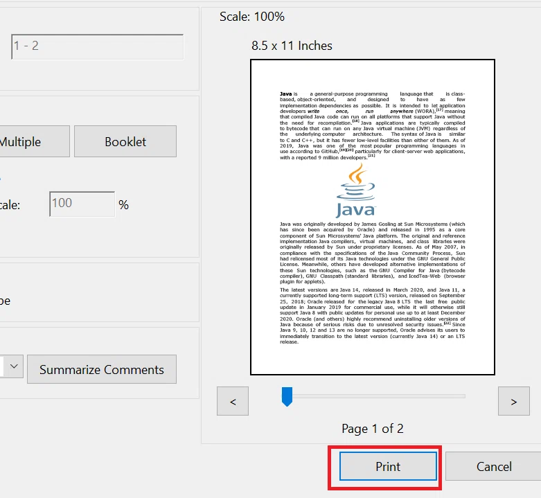 Imprimer un PDF
