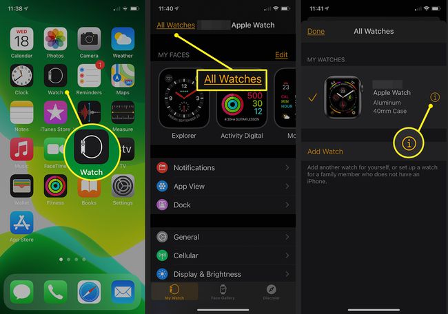 Watch App on iPhone showing the Apple Watch interface
