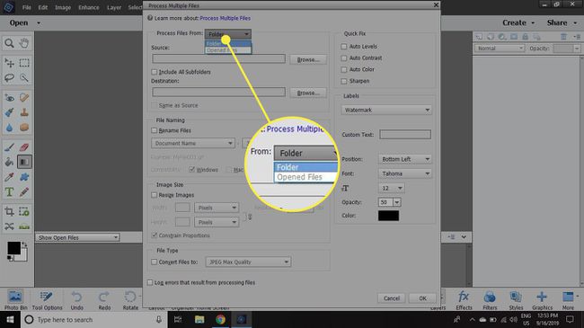 The From menu in Process Multiple Files