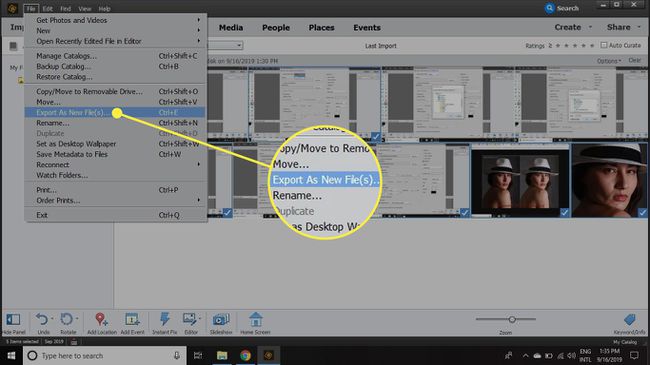 The Export as New Files command