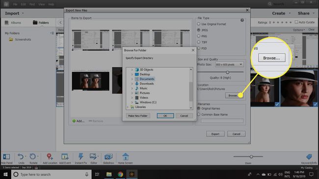 The Browse button under Location