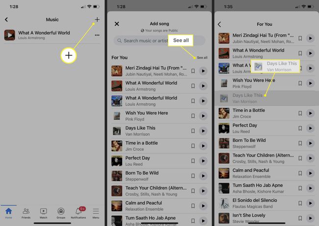 Facebook Select Music option