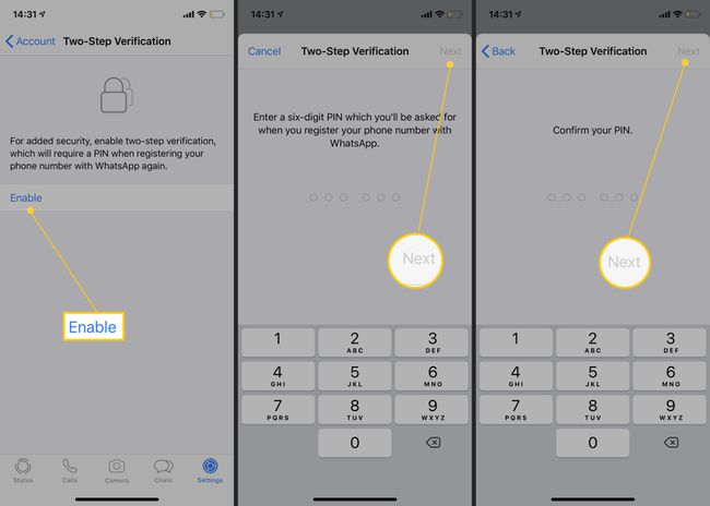 Steps for enabling two-step verification in WhatsApp