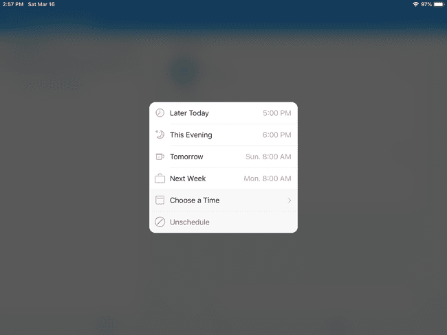 Unscheduling a postponed email in Outlook for iOS.