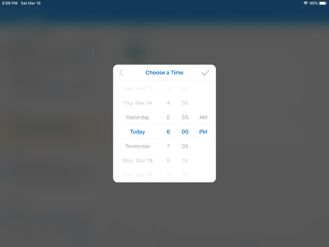 Selecting a day and time to postpone an email.