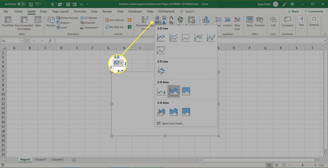 selecting a chart in Excel