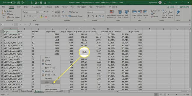hiding sheet tabs in Excel