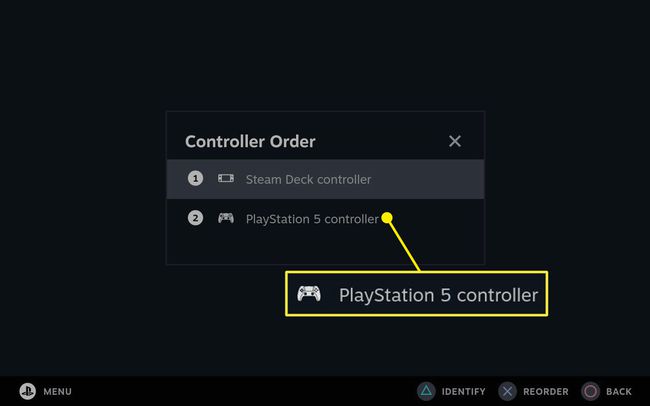 PlayStation 5 controller highlighted on Steam Deck