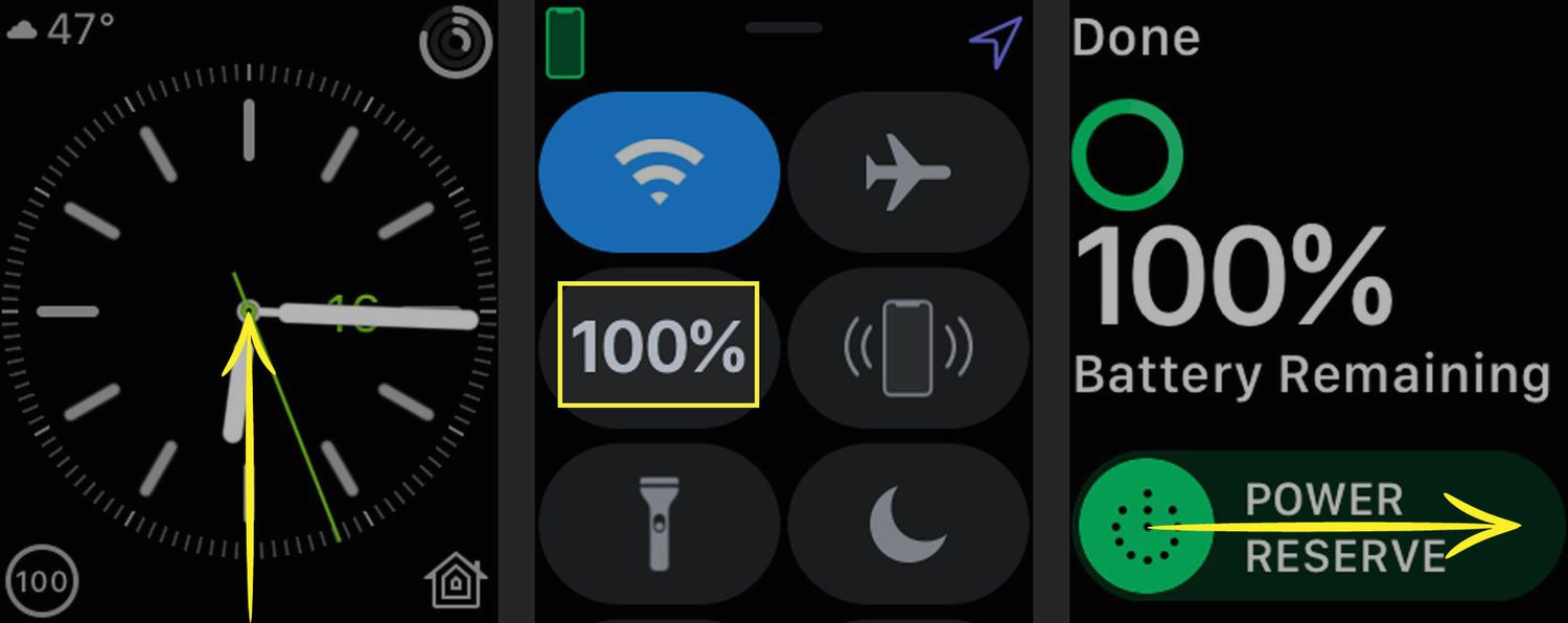 The Battery info on an Apple Watch