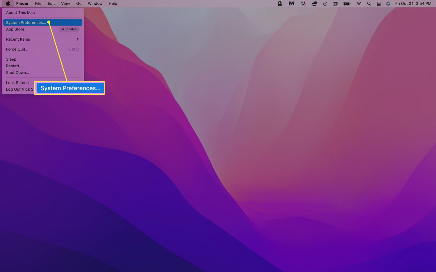 System Preferences highlighted on Mac desktop