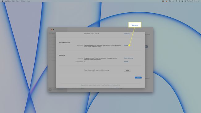 Manage highlighted in the App Store on a Mac.