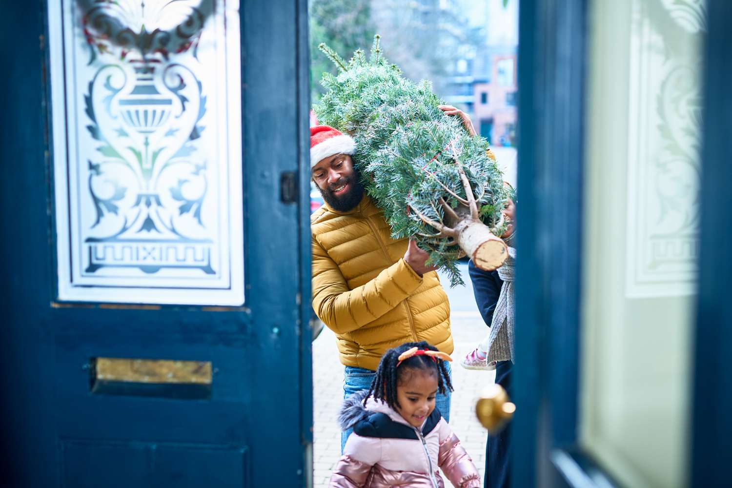 Bringing in a Christmas tree
