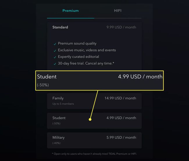 Tidal users can get a student discount if they meet certain criteria