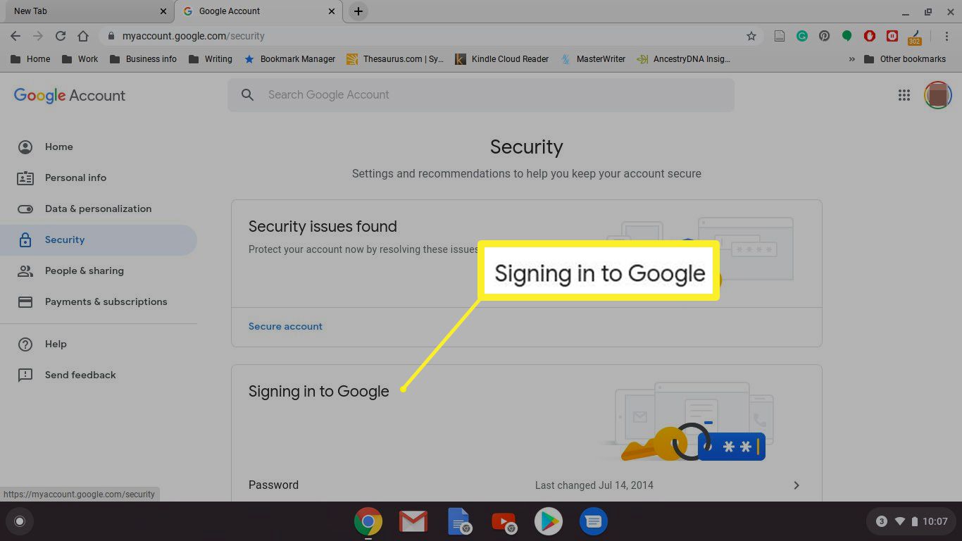 Signing in to Google