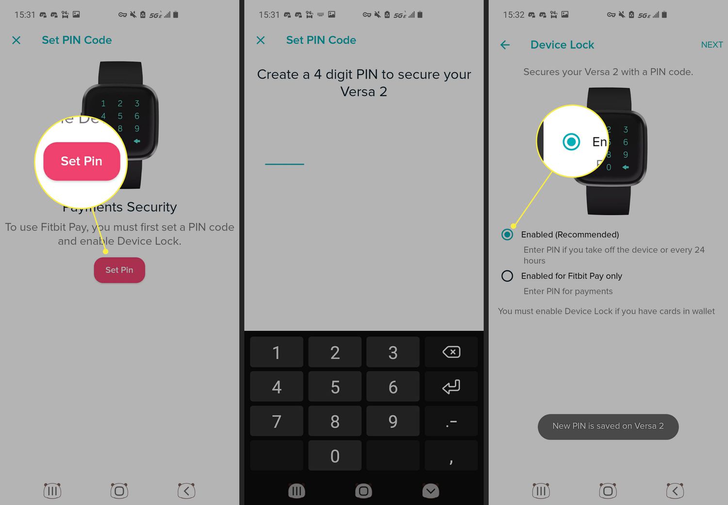 Setting a PIN on a Fitbit