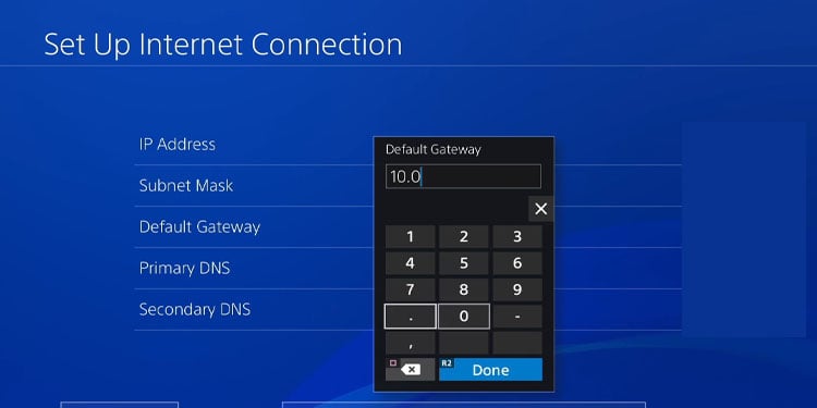 add default gateway ps4