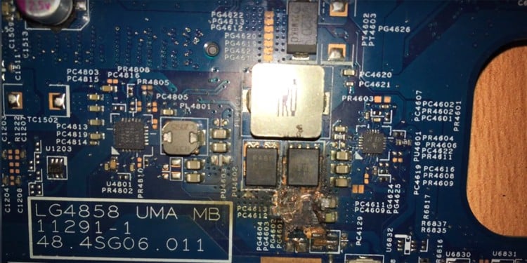 burnt motherboard