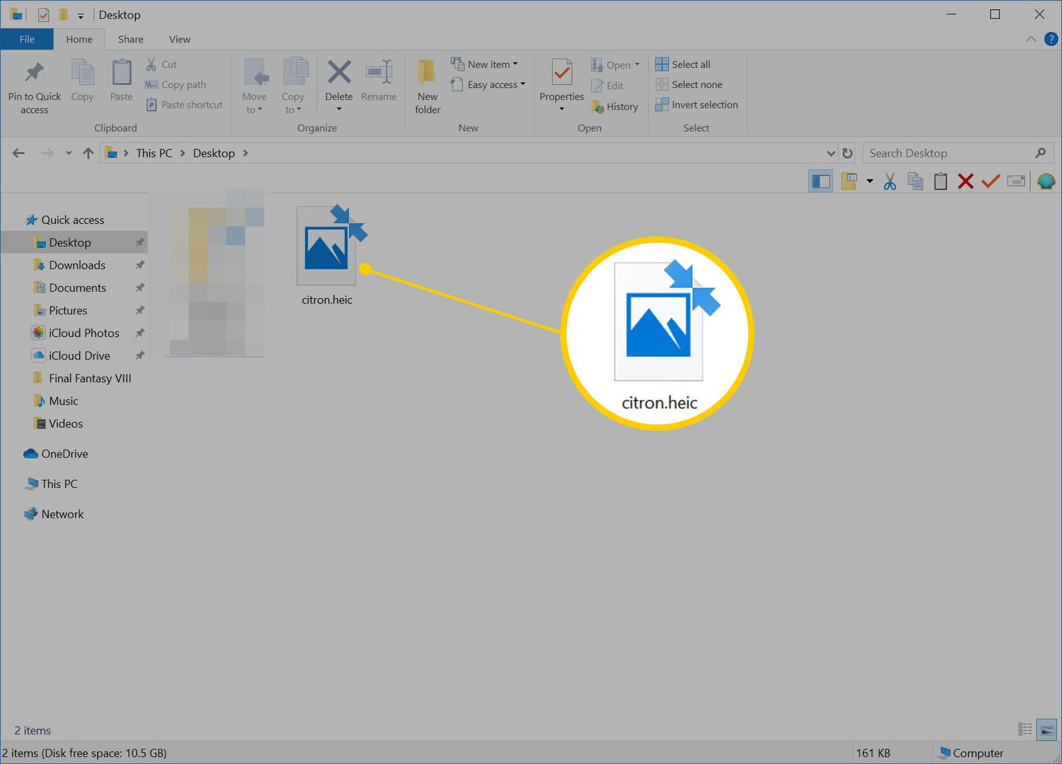 A Windows file explorer window highlighting a HEIC file to be opened