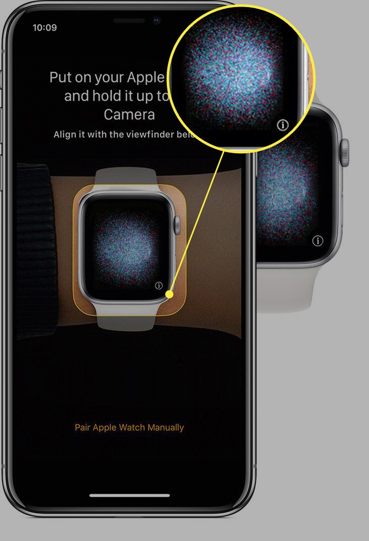 Apple Watch pairing process with scannable code highlighted