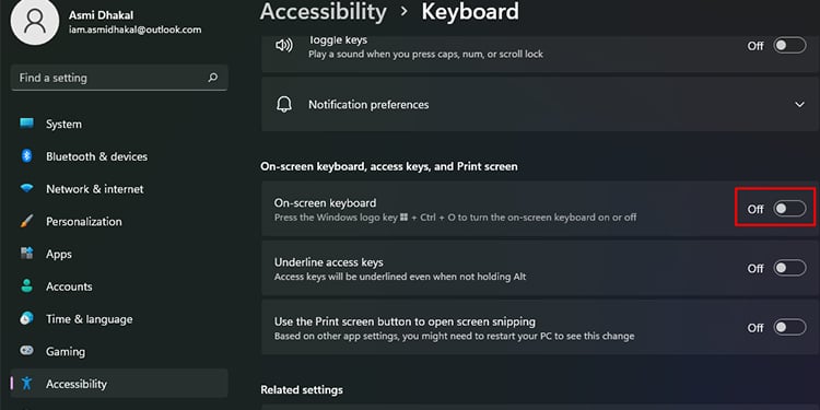 Enable Onscreen Keyboard