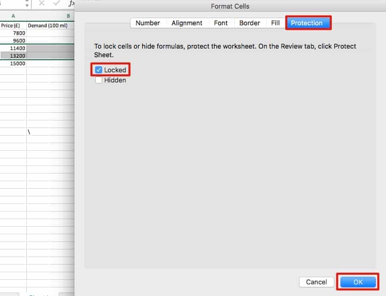 Excel Format Cell Protection Locked