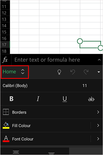 Excel Menu Bar Mobile App