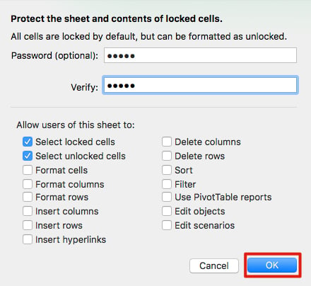 Excel Protect Worksheet