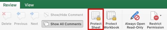 Excel Review Protect Worksheet