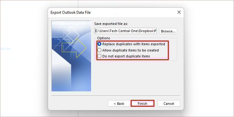 Finidh-the-export-of-PST-file