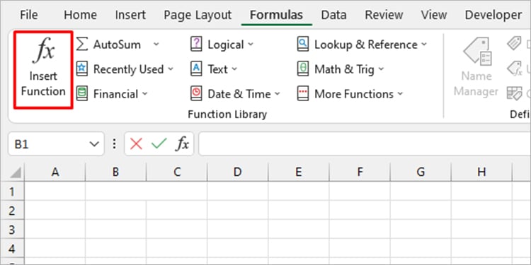 Insert Function Tool Excel