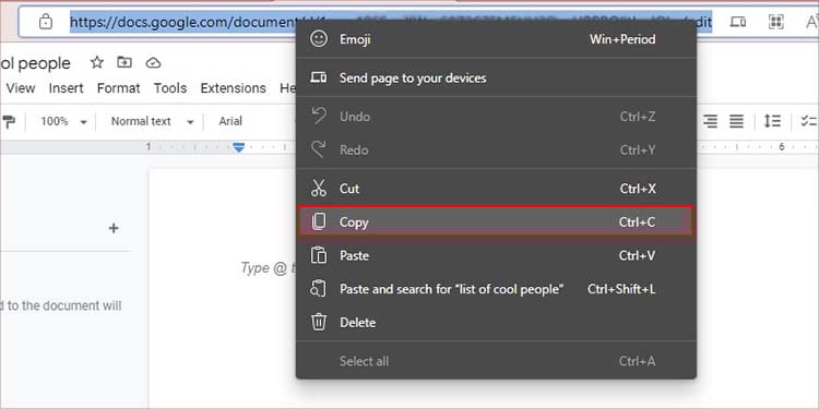 copy doc link