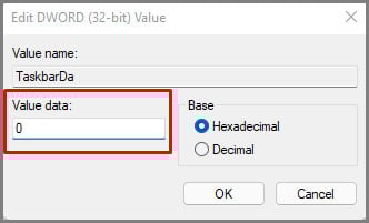 edit dword of taskbarda folder in registry