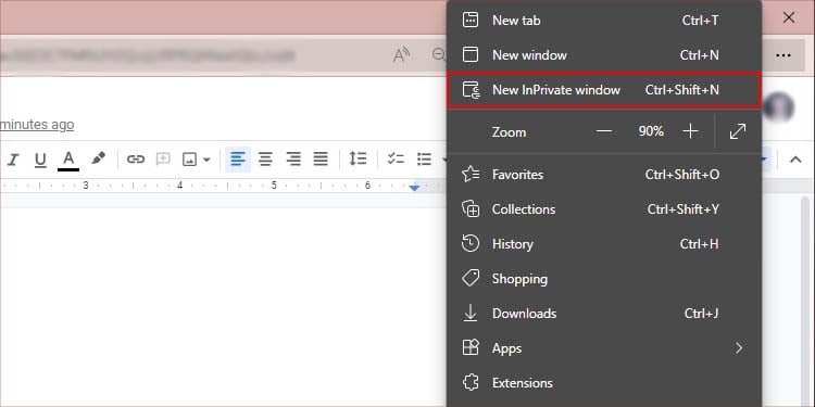new incognito tab