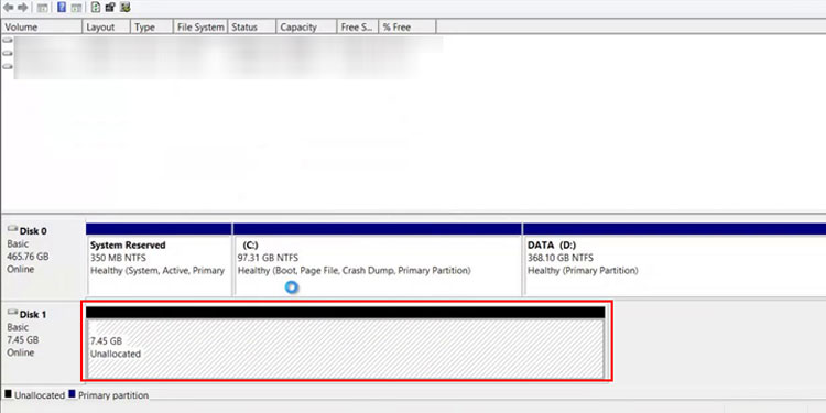 unallocated disk space